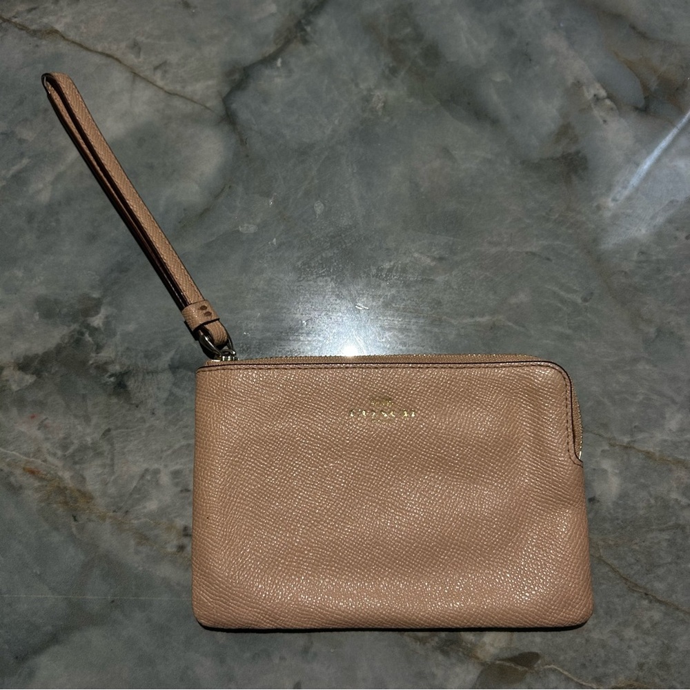 Coach Beige Leather Wristlet